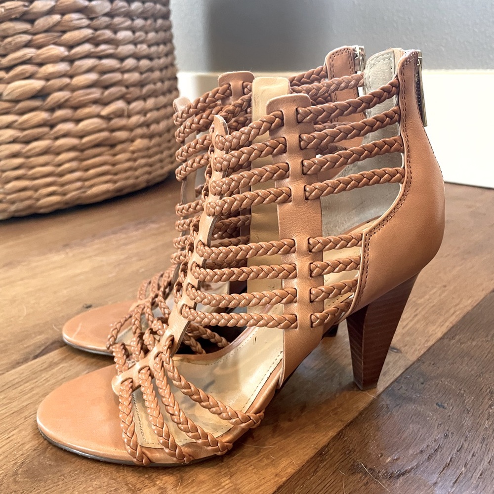 Ivanka Trump Braided Leather Gladiator Heels Size 7